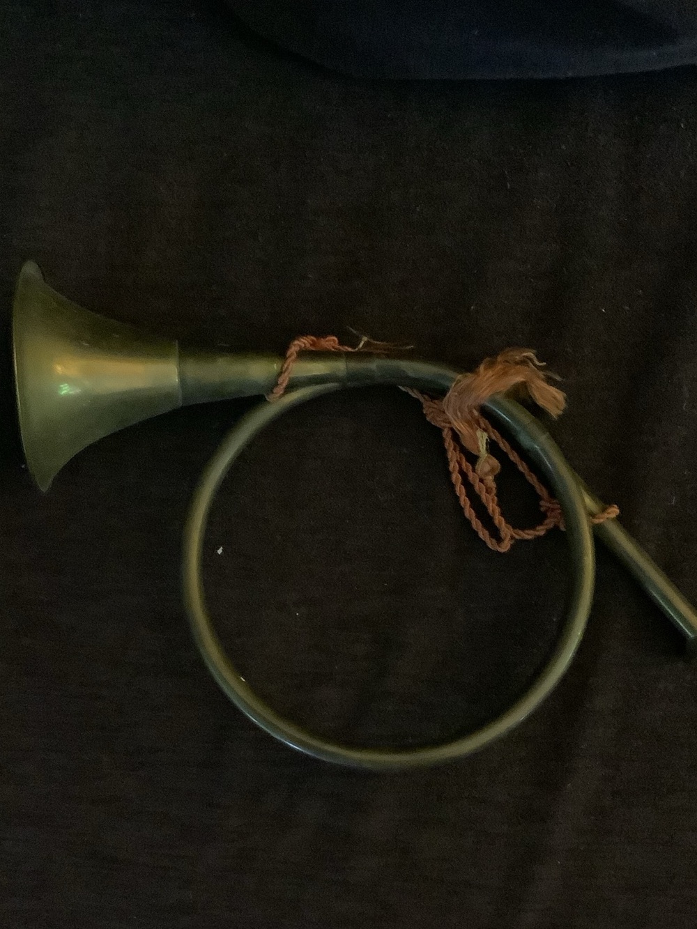 Vintage Brass Hunting Horn with Tassels
